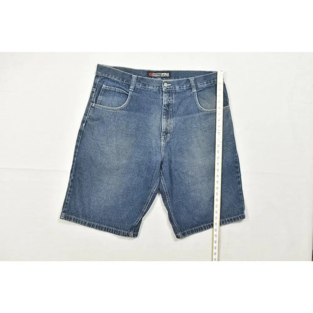 Southpole Men's Blue Denim Shorts Size 42 Baggy Loose Fit 100% Cotton Y2K